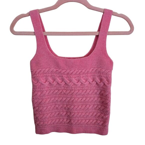J.Crew Wool Alpaca CableKnit Crop Tank Sweater Super Soft Pink 2023 Size S - Picture 1 of 6